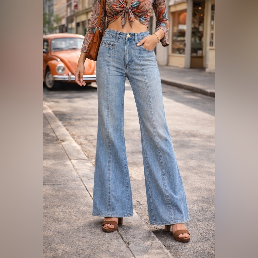Grey Ant Flare Jeans Y2K High Rise Vintage Rare 70s Light Blue Retro Vintage